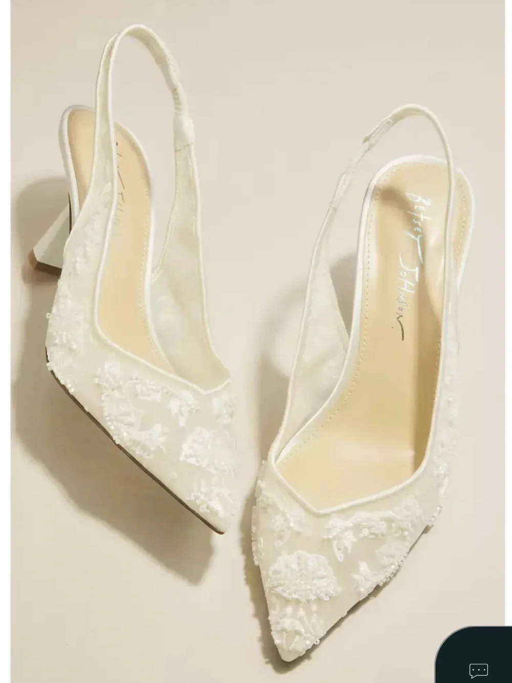Betsey Johnson Bridal Slingback Pointed Toe Heels in Ivory - Picture 1 of 3